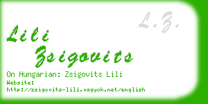 lili zsigovits business card
